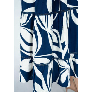 Navy Abstract Tiered Midi Dress