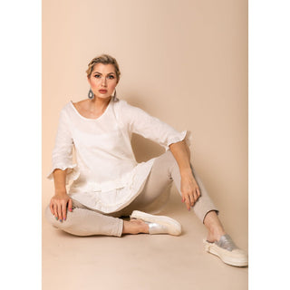 Frill Detail Cotton/Linen Top