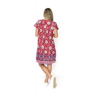 Floral Cap Sleeve Crinkle Dress