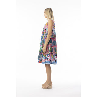 Scooter Print V-neck Crinkle Dress