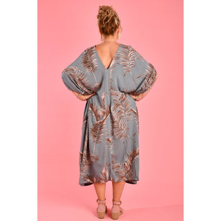 Cushla Kaftan Dress- Palm Frond Grey