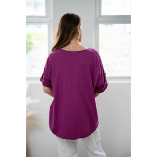 Plum Flower Linen Cotton Top